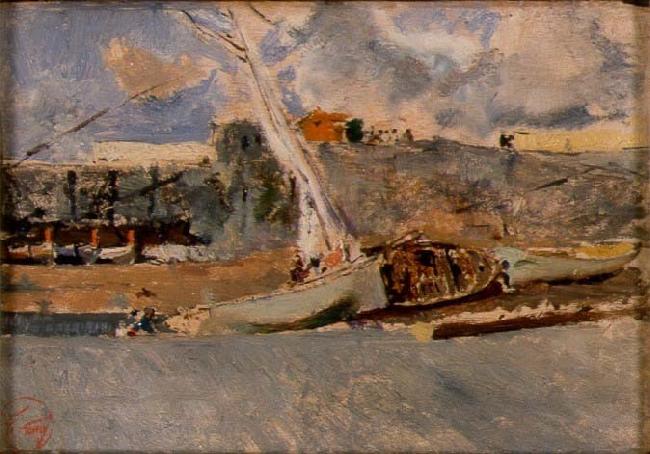 Maria Fortuny i Marsal Paesaggio con barche china oil painting image